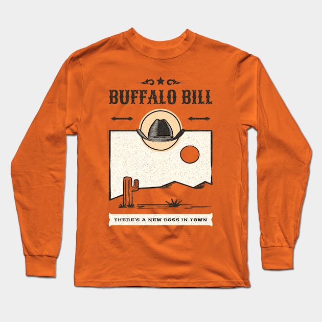 Buffalo Bill Old West Cowboy Poster Artwork Long Sleeve T-Shirt by New East 